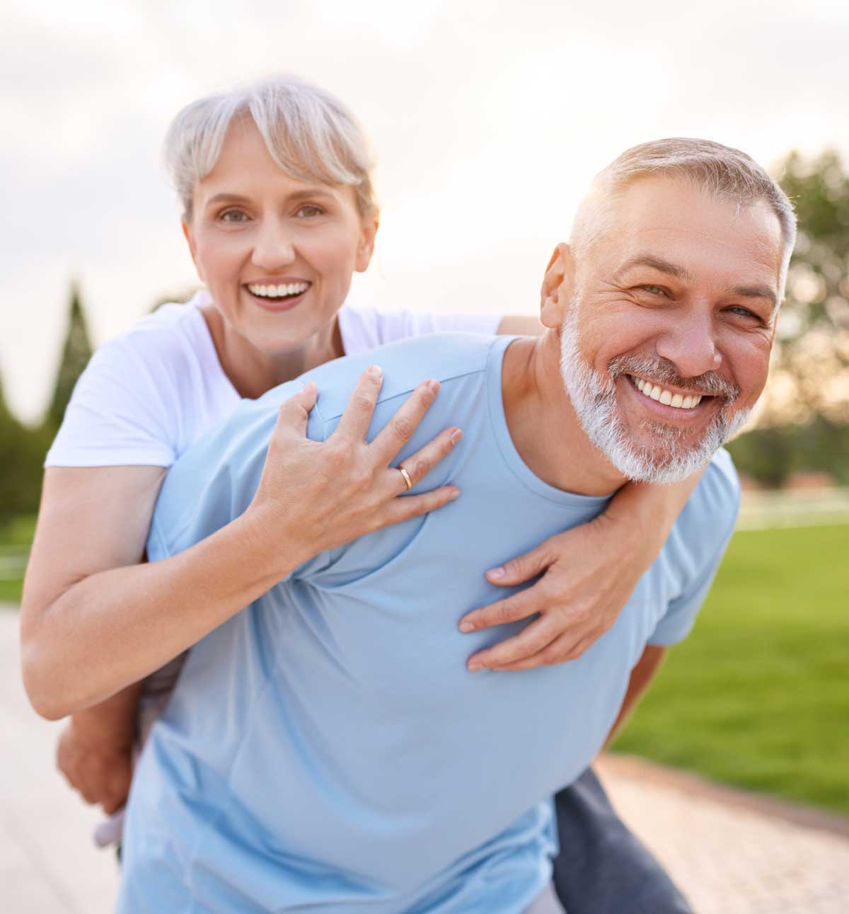 Happy mature couple representing steadier energy confidence and healthy daily wellness with Sugar Defender